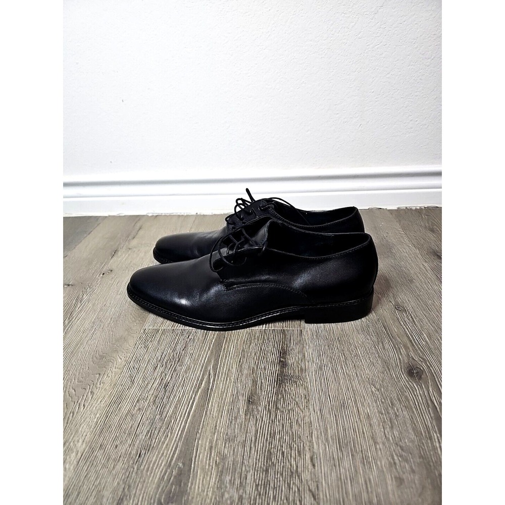 Milano Italia Black Plain Toe Lace Up Dress Shoes Leather SZ 9.5